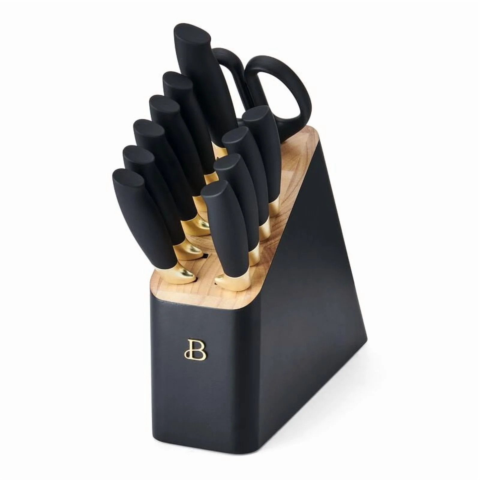 Beautiful 12 Piece Stainless Steel Knife Set Block Soft Grip Handles Black Sesame by Drew Barrymo... | Walmart (US)