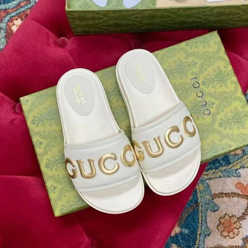 Gu-cci dupe women sandal slide leather with letter logo slipper thick platform for summer | DHGate