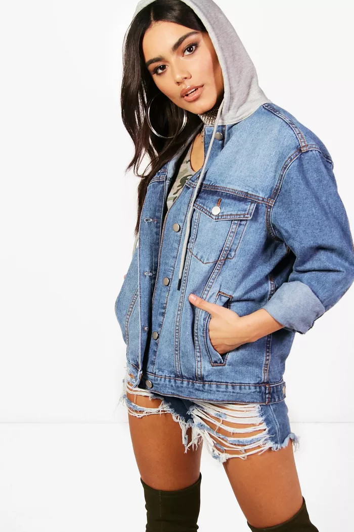 Hoodie Oversized Denim Jacket | Boohoo.com (UK & IE)