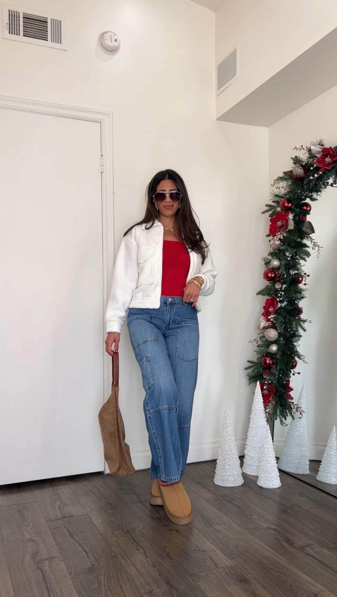 Casual holiday outfit from Walmart under $30. Size up in the jeans, wearing size 2 but it’s tight. 

#LTKmomlife #LTKFindsUnder50 #LTKootd