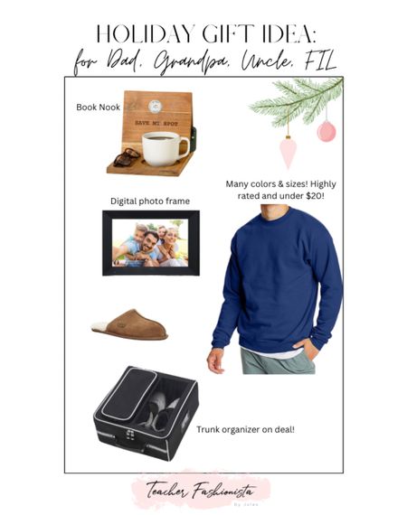Gift ideas for your dad, FIL, grandpa, or Uncle! A book nook book marker stand, digital picture frame, trunk organizer, comfy slippers, and top-rated sweatshirt!



#LTKGiftGuide #LTKHoliday #LTKsalealert