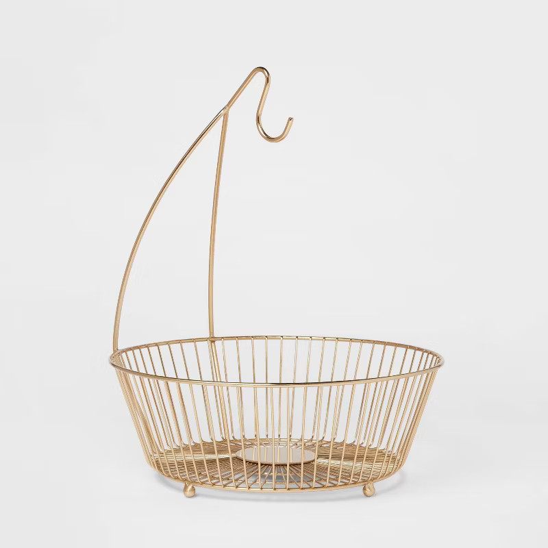 Delavan Collection Metal Wire Fruit Basket with Banana Hanger Gold - Threshold™ | Target