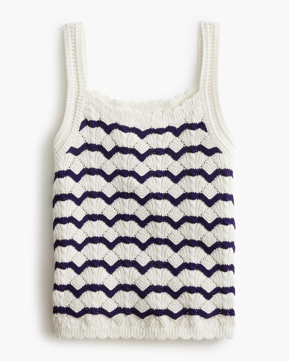 Striped squareneck crochet tank top | J.Crew Factory