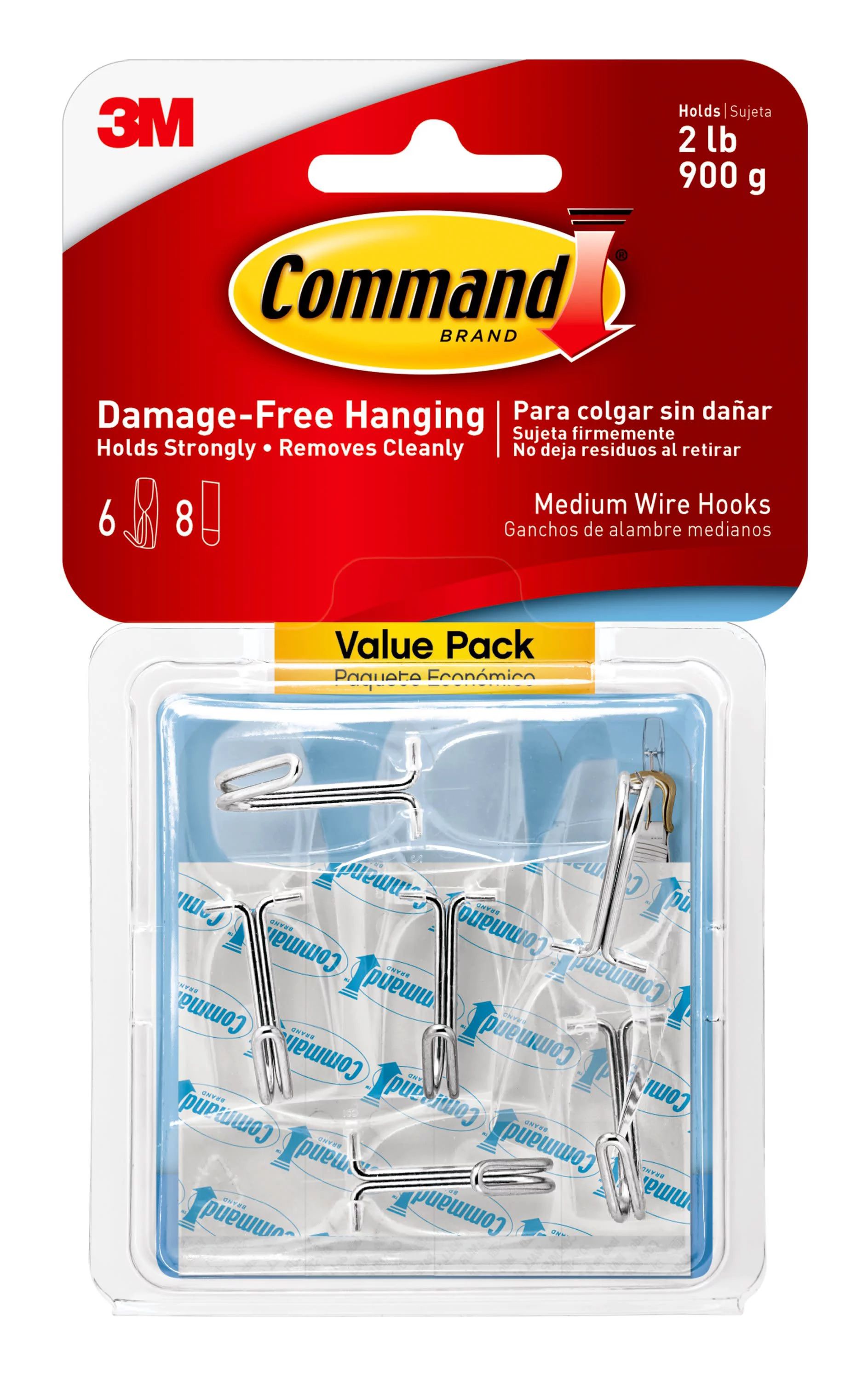 Command Wire Toggle Hooks, Clear, Medium, Damage Free Hanging of Christmas Décor, 6 Wall Hooks -... | Walmart (US)