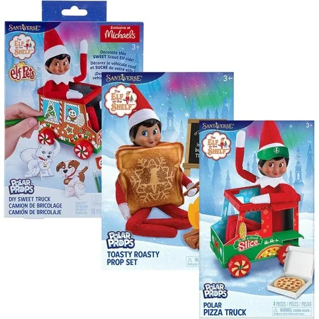 The Elf on the Shelf: Polar Props - DIY Sweet Truck, Polar Pizza Truck, and Toasty Roasty Set | Walmart (US)
