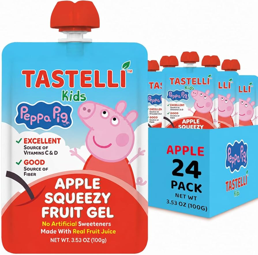 Tastelli Peppa Pig Kids Squeezy Fruit Gel \u2013 Apple Flavor \u2013 No Artificial Sweeteners or ... | Amazon (US)