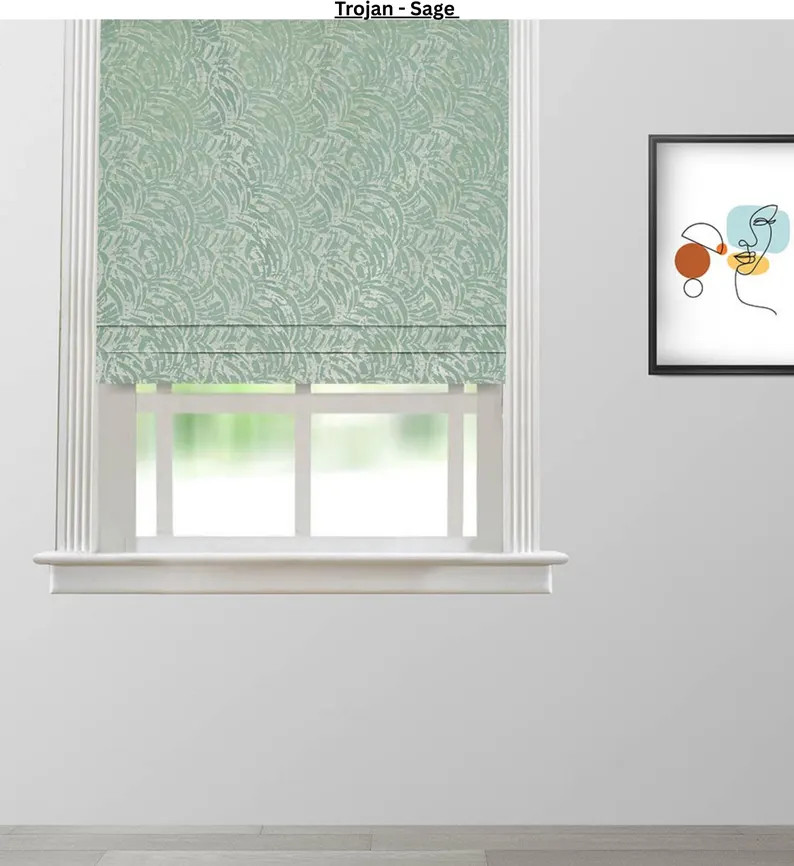 Trojan Abstract Print Roman Shade | Relaxed or Flat Roman Shades | FREE Blackout Upgrade | Pink C... | Etsy (Global)