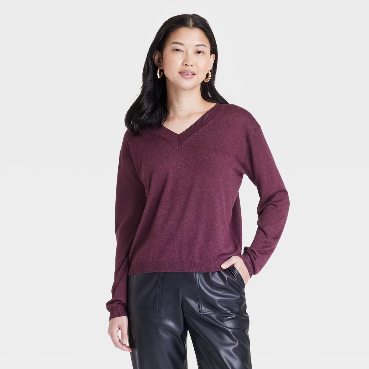 Women's Fine Gauge V-Neck Pullover Sweater - A New Day™ | Target