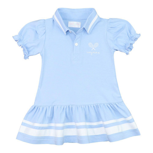 Blue Knit Embroidered Tennis Dress | Cecil and Lou