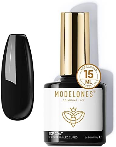 Gel Top Coat- Modelones No Wipe Top Coat Gel Nail Polish Soak Off High Gloss Shiny Long Lasting U... | Amazon (US)