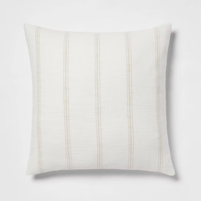 Oversized Woven Striped Square Throw Pillow Cream/Blue - Threshold™ | Target