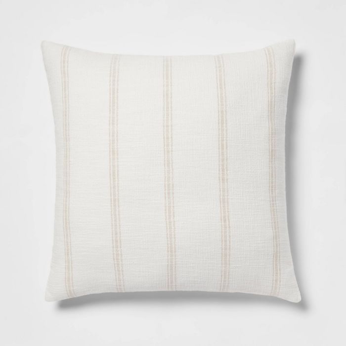 Oversized Woven Striped Square Throw Pillow Cream/Blue - Threshold&#8482; | Target