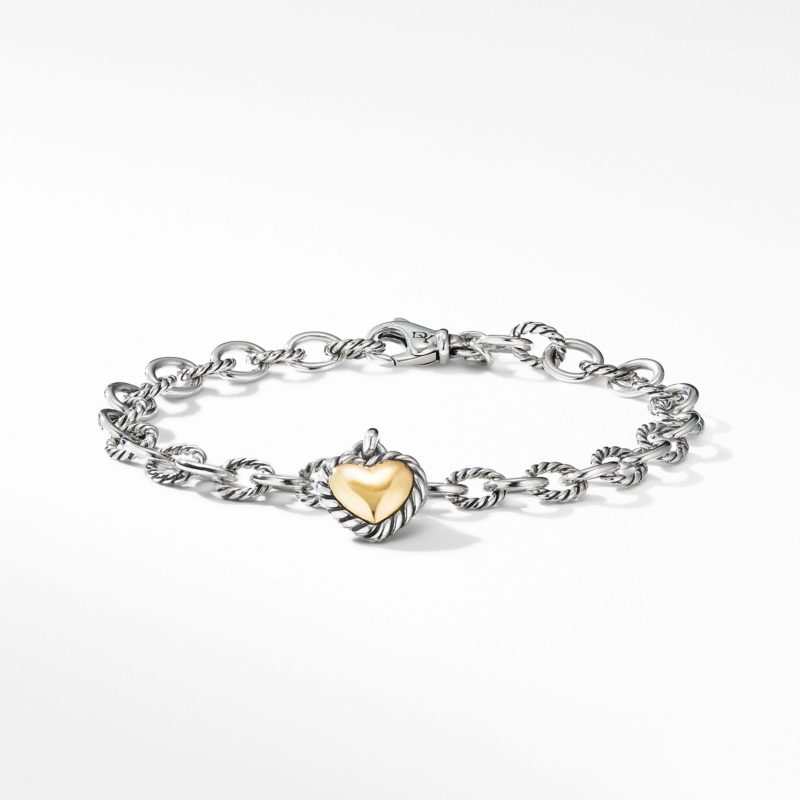 Cable Collectibles® Cookie Classic Heart Bracelet in Sterling Silver with 18K Yellow Gold | David Yurman