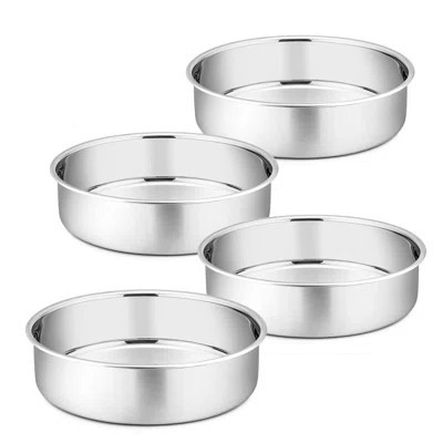 8 Inch Cake Pan Set Of 4,Stainless Steel Round Baking Pans Layer Cake Pans Tin Set, Mirror Polished & Dishwasher Safe, Non Toxic & Healthy | Wayfair North America