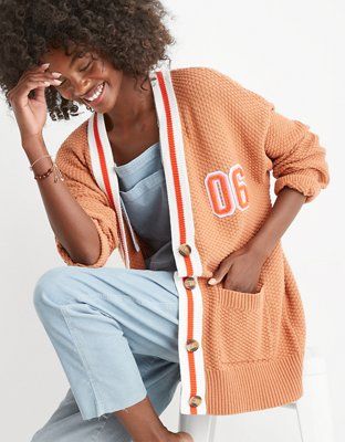 Aerie Oversized Varsity Cardigan | American Eagle Outfitters (US & CA)