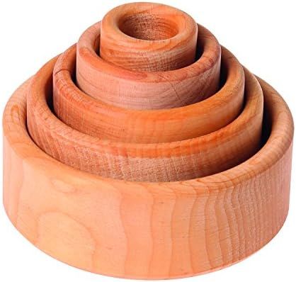 Grimm's Set of 5 Small Wooden Stacking & Nesting Bowls, Natural | Amazon (US)