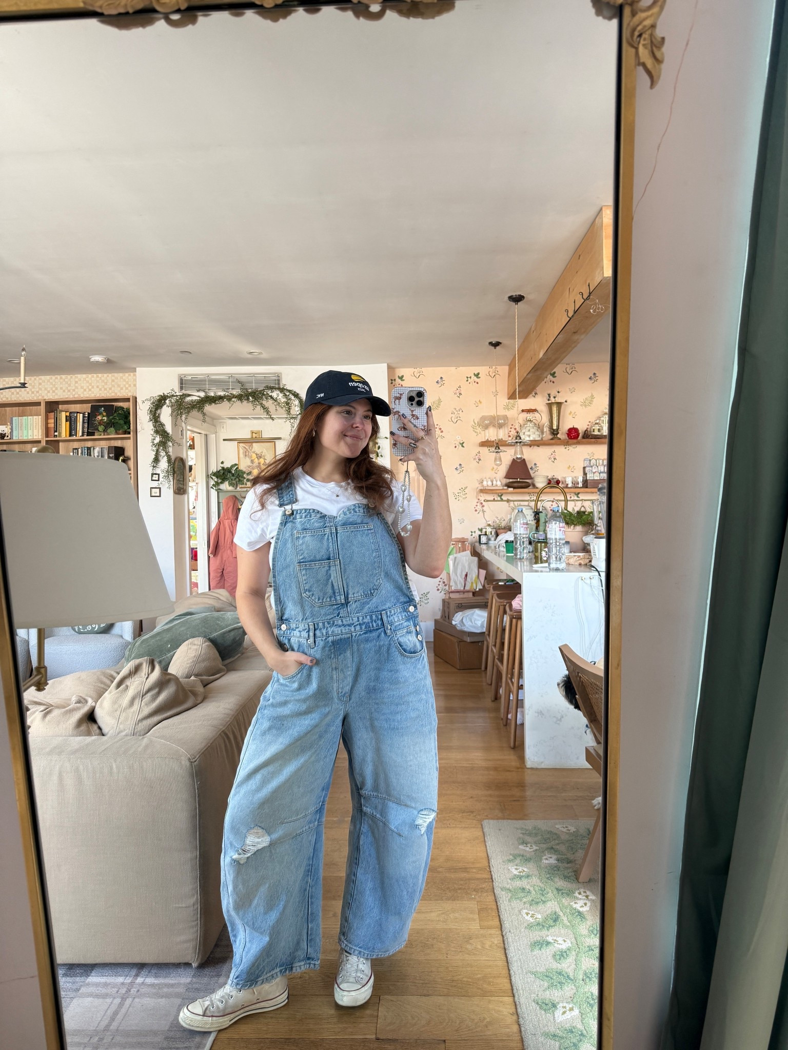 Free people overalls 
Skimmer t shirt
Converse 

#LTKMidsize #LTKdayinmylife #LTKmomlife