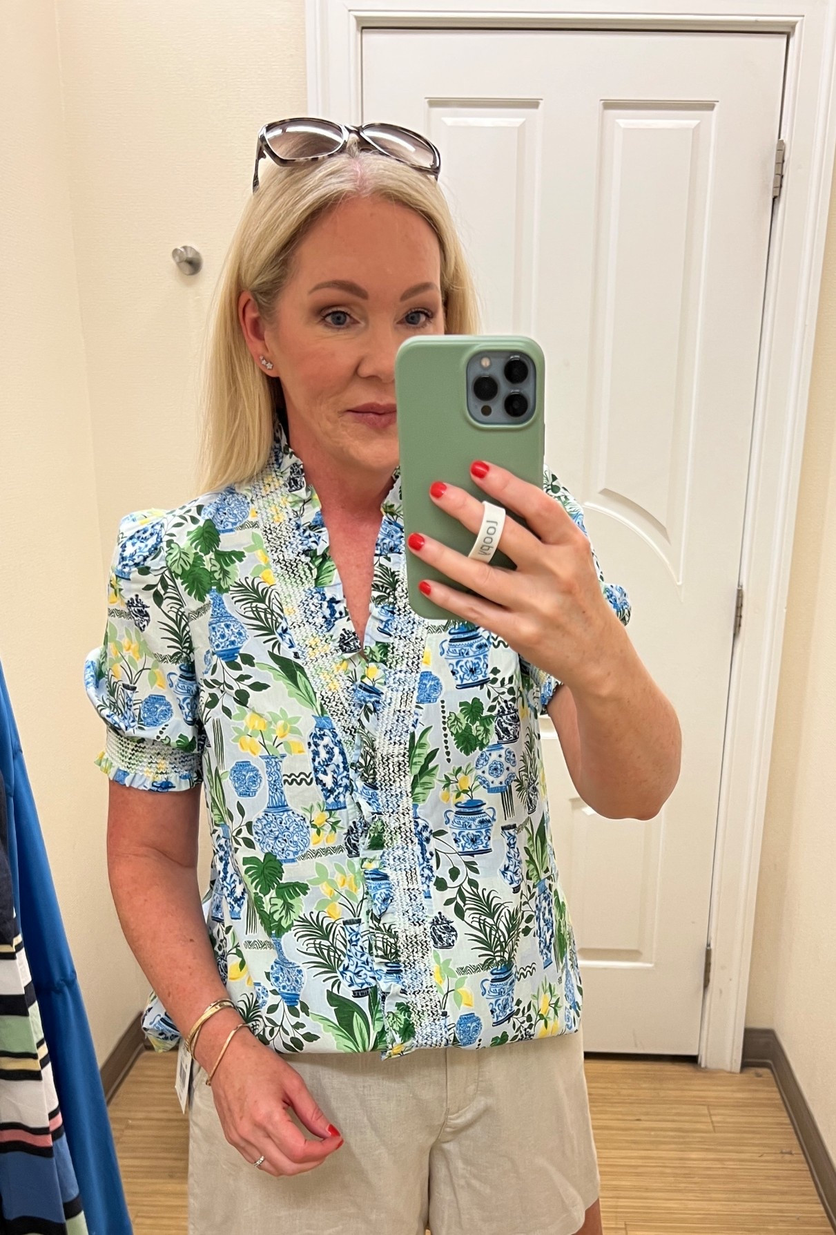 Ruffle color cotton summer top. Also in rayon flowy sleeves. 
True to size.

#LTKFindsUnder50 #LTKOver40 #LTKSaleAlert