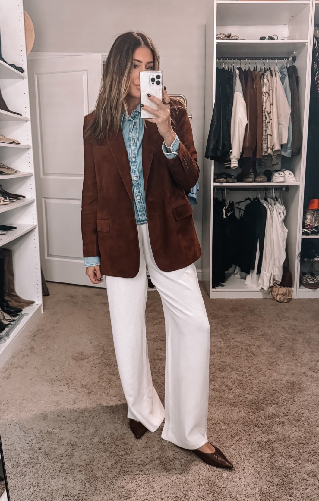 Medium in denim shirt, size 8 in blazer, medium in pants 

#LTKStyleTip #LTKxMadewell