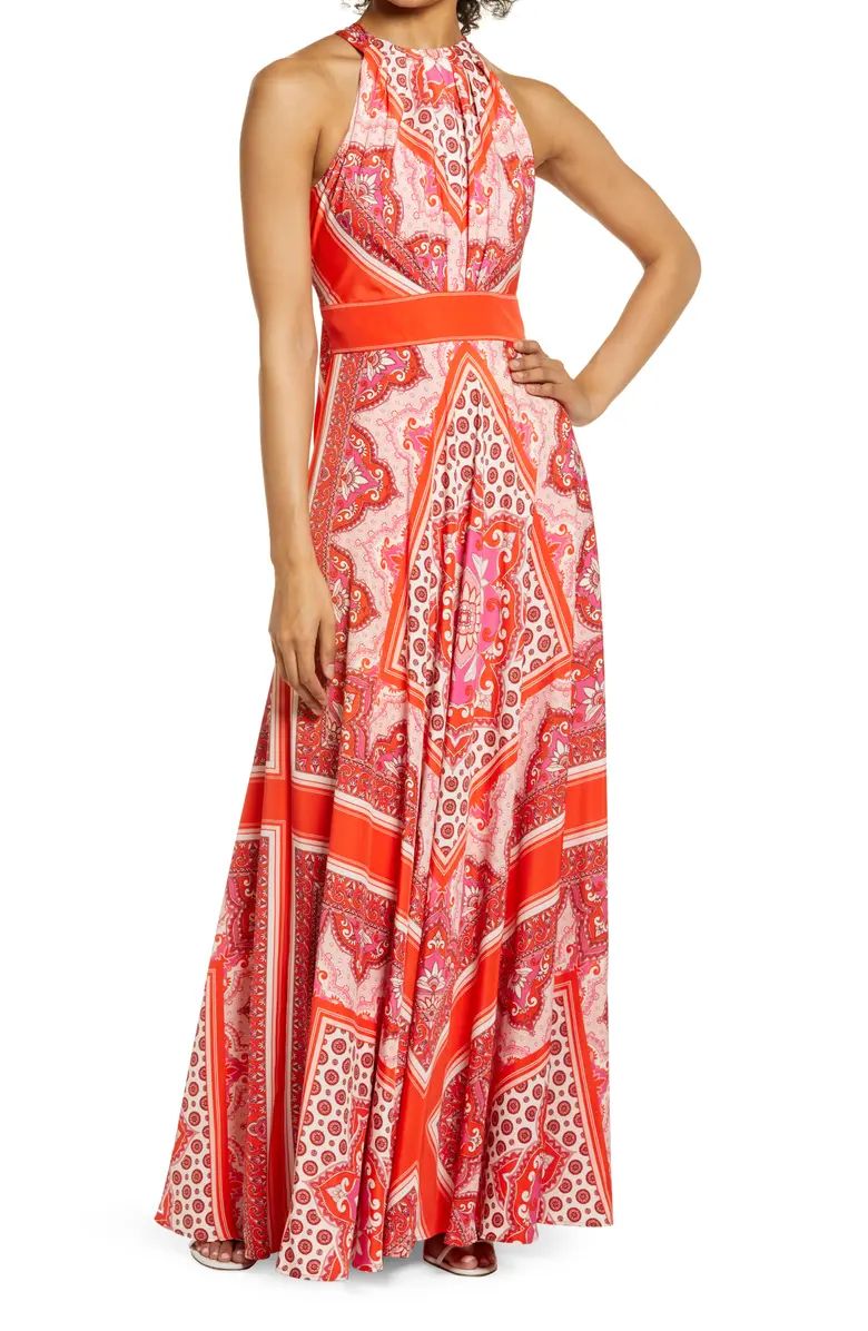 Halter Neck Scarf Print Maxi Dress | Nordstrom