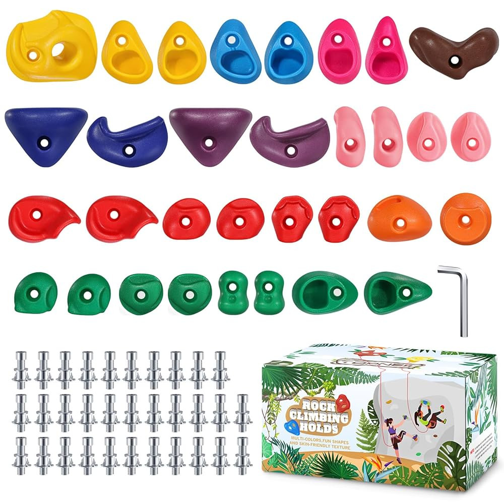 TOPNEW 32 Rock Climbing Holds Multi Size for Kids, Adult Rock Wall Holds Climbing Rock Wall Grips... | Amazon (US)