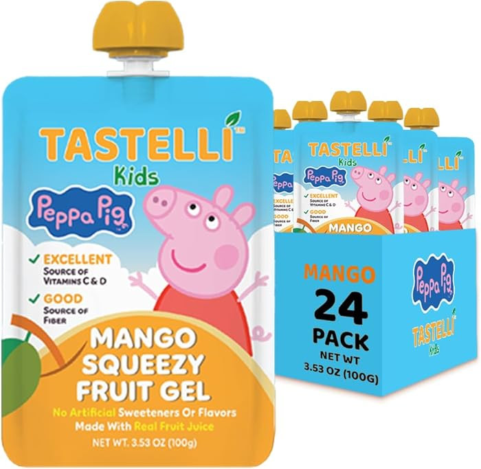 Tastelli Peppa Pig Kids Squeezy Fruit Gel – Mango Flavor – No Artificial Sweeteners or Flavor... | Amazon (US)