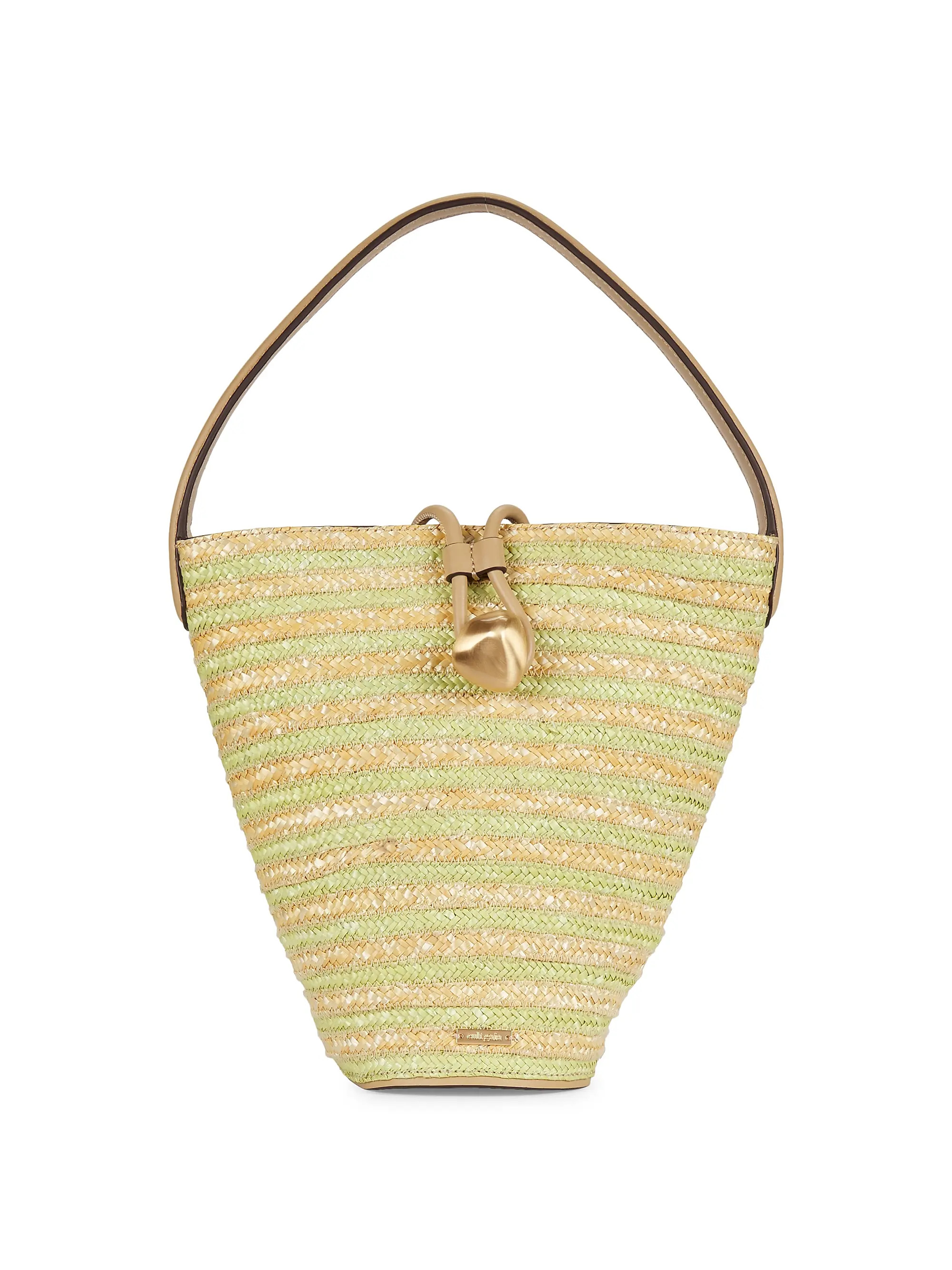 Shop Cult Gaia Freedie Straw &amp; Leather Shoulder Bag | Saks Fifth Avenue | Saks Fifth Avenue