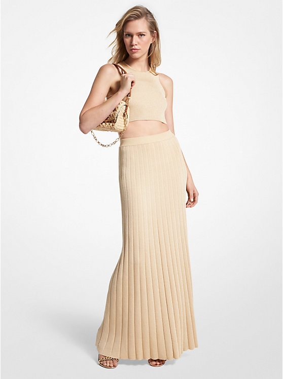 Metallic Ribbed Knit Skirt | Michael Kors US
