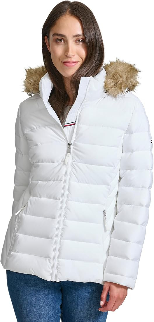 Tommy Hilfiger Women's Faux Fur Trimmed Short Puffer | Amazon (US)