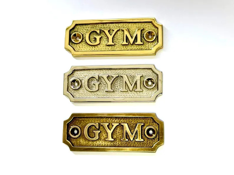 GYM Door Sign Brass Plaque With Either a Polished Brass, Nickel or Antique Bronze Finish. Comes W... | Etsy (Global)