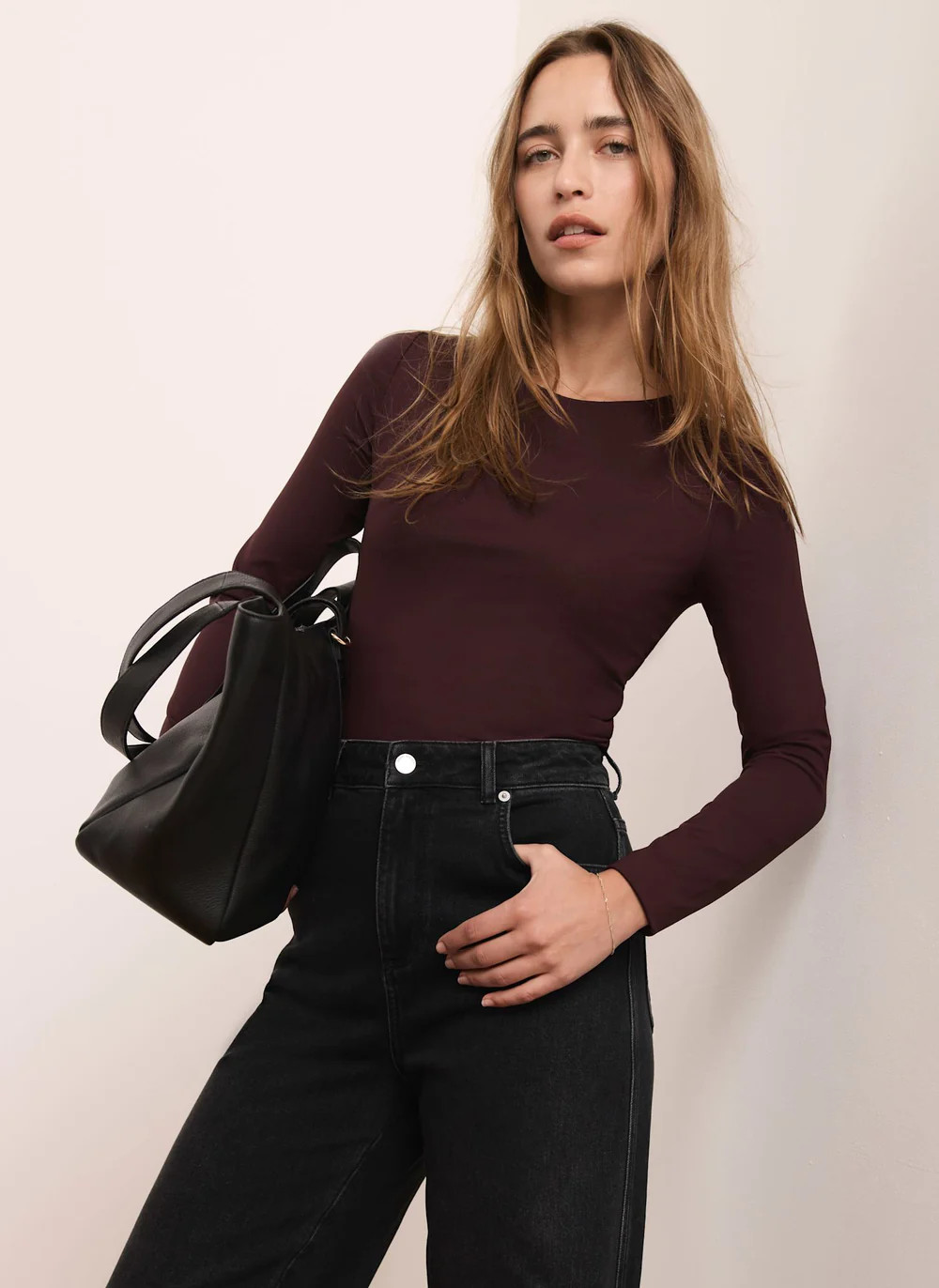 Burgundy Long Sleeve Layering Top | Mint Velvet