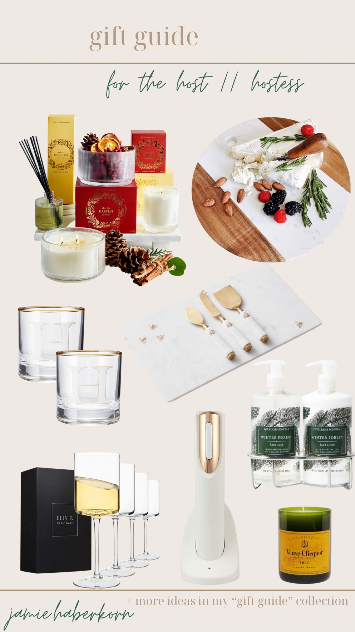 Gift guide - the host // hostess 


#giftguide #hostess #host #drinkware #cheeseplatter #wineglasses #handsoaps #williamssonoma #giftidea 

#LTKhome #LTKHoliday #LTKSeasonal