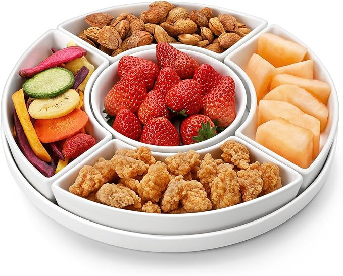 MALACASA Porcelain Divided Serving Dishes, Appetizers Tray, Serving Tray for Party - Perfect for ... | Amazon (US)