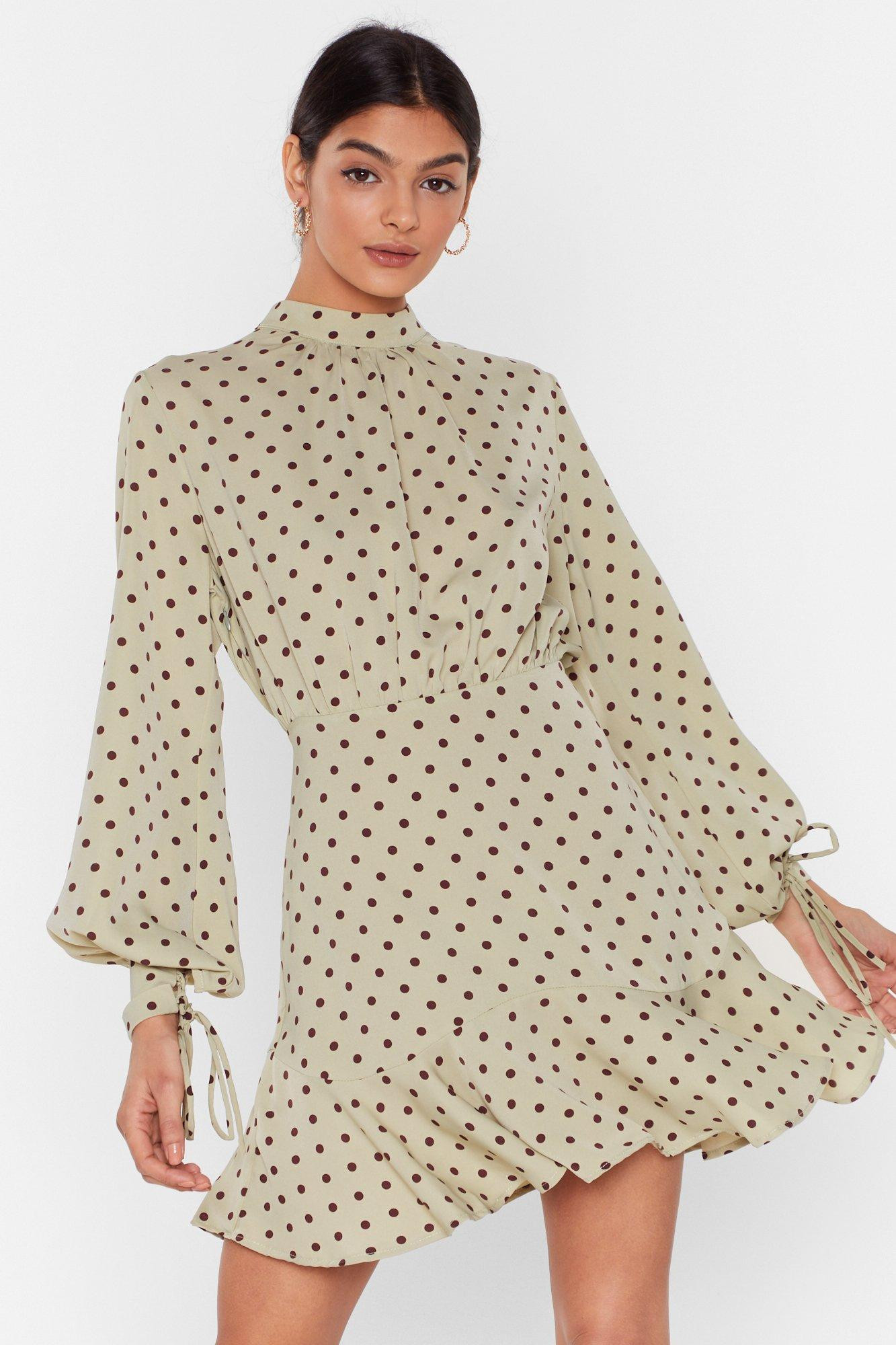 Womens It's Dot Over High Neck Mini Dress - Sage | NastyGal (US & CA)