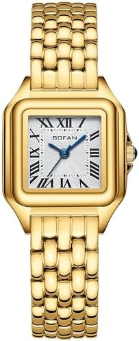 BOFAN Small Gold Watches for Women Easy Reader Ladies Quartz Wrist Watch with Stainless Steel Ban... | Amazon (US)