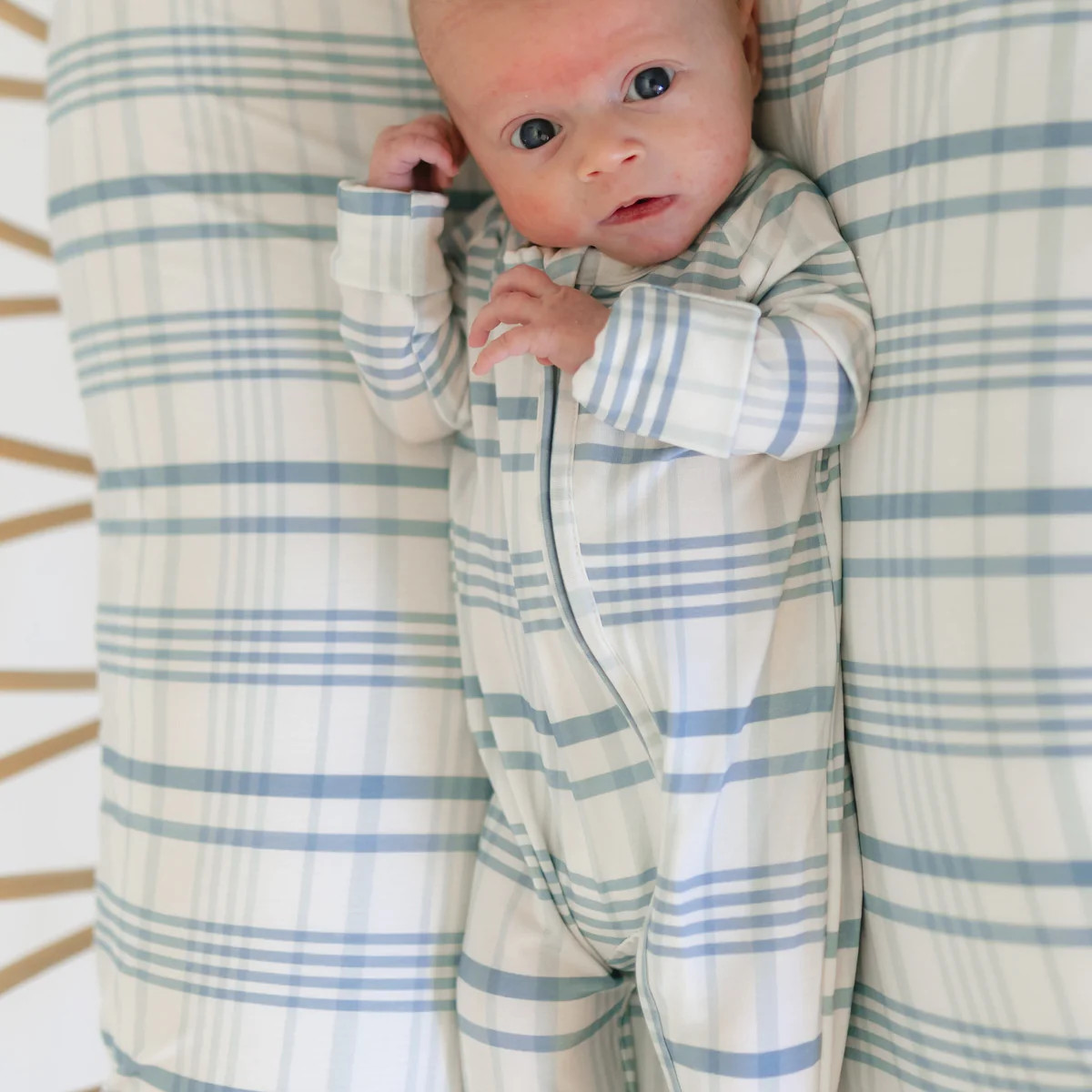 Infant Romper in Blue Plaid | Silks Design