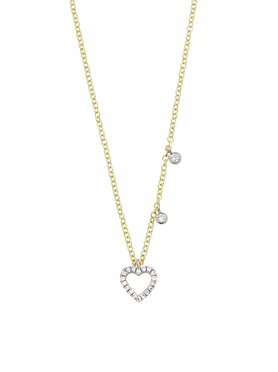 Dainty Two-Tone 14K Gold & Diamond Heart Pendant Necklace | Saks Fifth Avenue
