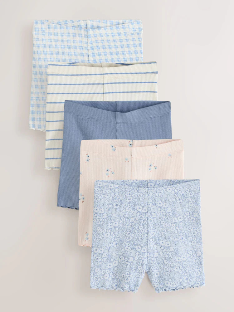 Blue Ribbed Shorts 5 Pack (3mths-7yrs) | Next US