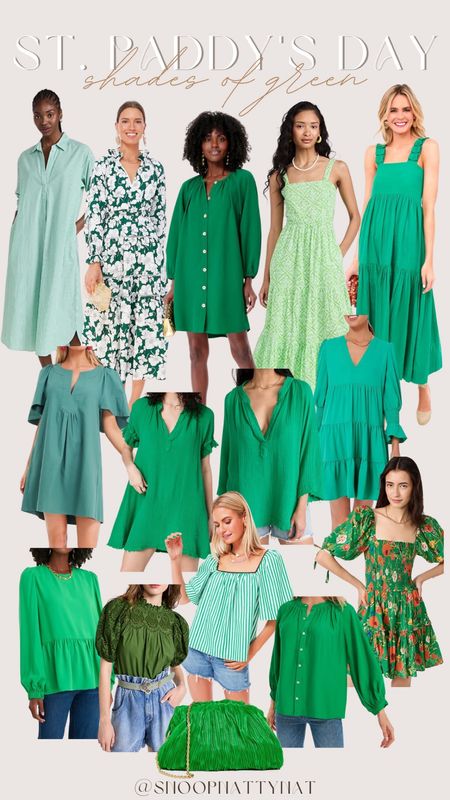 St Patrick’s day - shades of green - green outfit - styling green - Kelly green - spring green outfits - spring outfits - Easter outfit - light green - green dress - green purse 

#LTKstyletip #LTKSeasonal