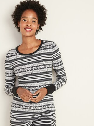 Printed Thermal-Knit Long-Sleeve Tee for Women | Old Navy (US)