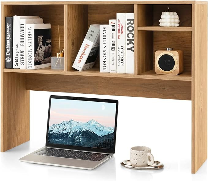 Tangkula Desktop Bookshelf, Countertop Storage Hutch with 4 Shelves for Computer Desk, Desktop 2-... | Amazon (US)