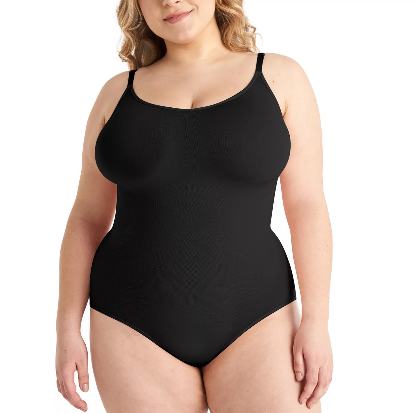 Women's Shapermint Scoop Neck Seamless Tummy Shaping Bodysuit 95001, Size: Medium, Black | Kohl's