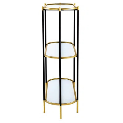 48.5X16.5X50" Console Table Metal, 3 Black Gold Mirrored Shelf, Contemporary Beauty 48.5X16.5X50", Appeal | Wayfair North America