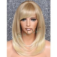 Human Hair Blend Wig Face Framing Razor Cut Blonde Mix Heat Ok Full Bangs Center Part Stright Long Hair Cancer/Alopecia/Cosplay | Etsy (US)
