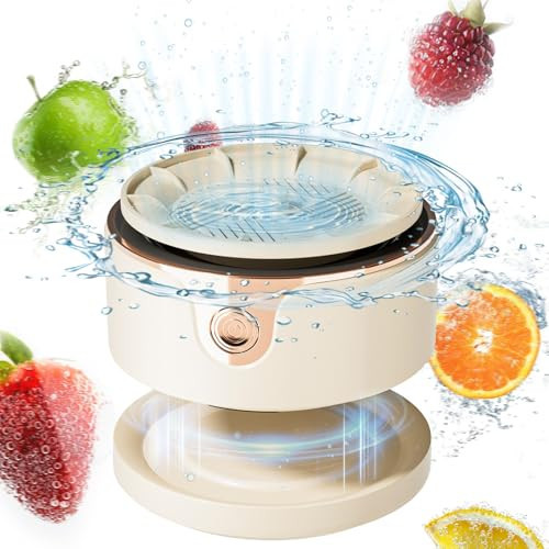 Fruit and Vegetable Washing Machine, Upgrade Titanium Electrolysis Purification Fruit Cleaner Device Waterproof Fruit and Vegetable Purifier Clean Fresh Produce in Water (Cream Color) | Amazon (US)