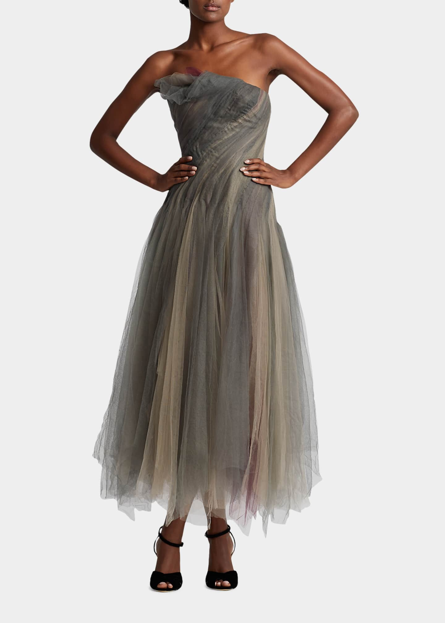 Ralph Lauren Collection Jenson Strapless Tulle Pleated Dress | Bergdorf Goodman