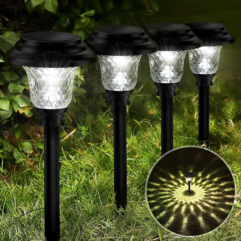 Balhvit Glass Solar Lights Outdoor, 8 Pack Super Bright Solar Pathway Lights, Up to 12 Hrs Long L... | Amazon (US)