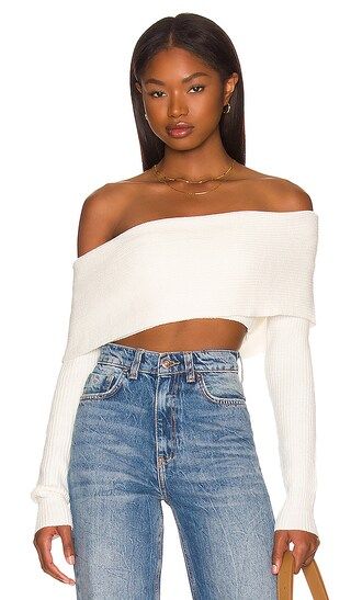 Lyla Crop Sweater in White | Revolve Clothing (Global)