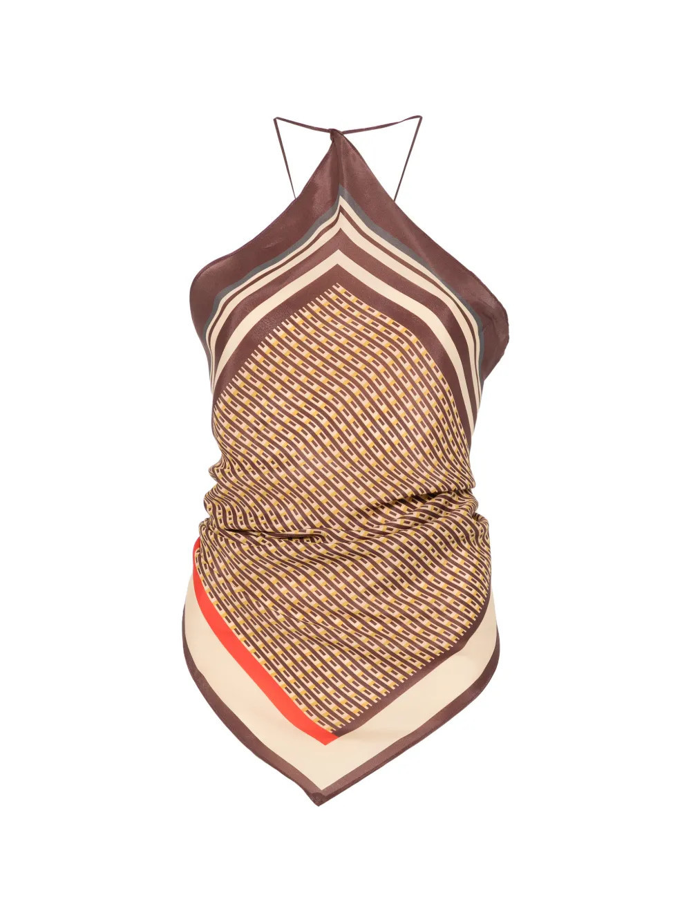 SIR. Cooper geometric-print top - Brown | Farfetch Global