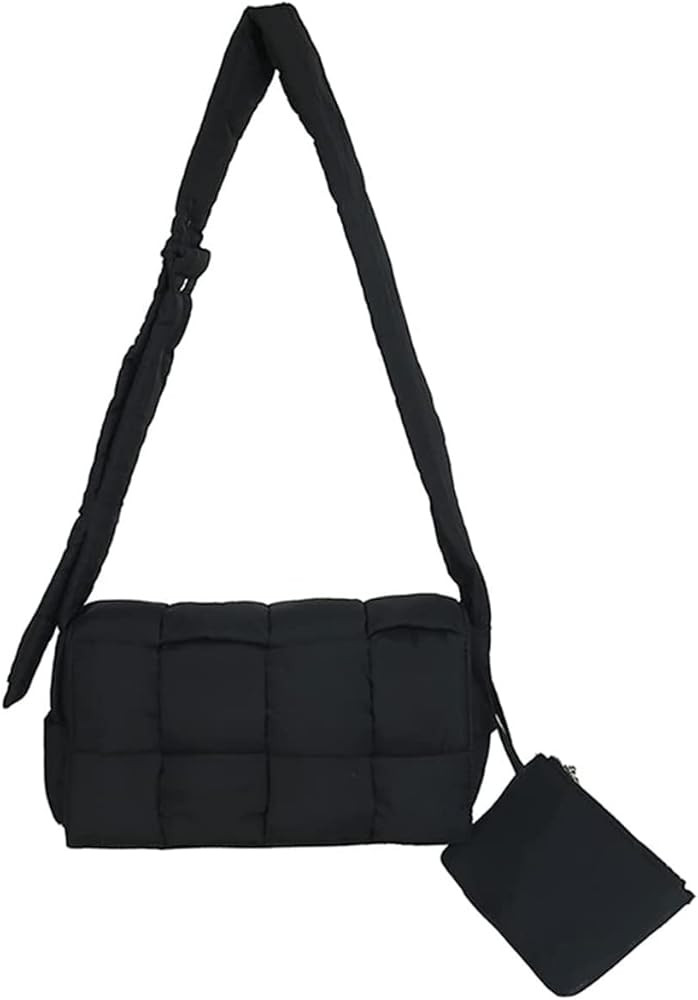 Woven Cotton Padded Cassette Crossbody Bag,Puffer Woven Shoulder Bag,Y2k Purse Trendy Puffy Down ... | Amazon (US)